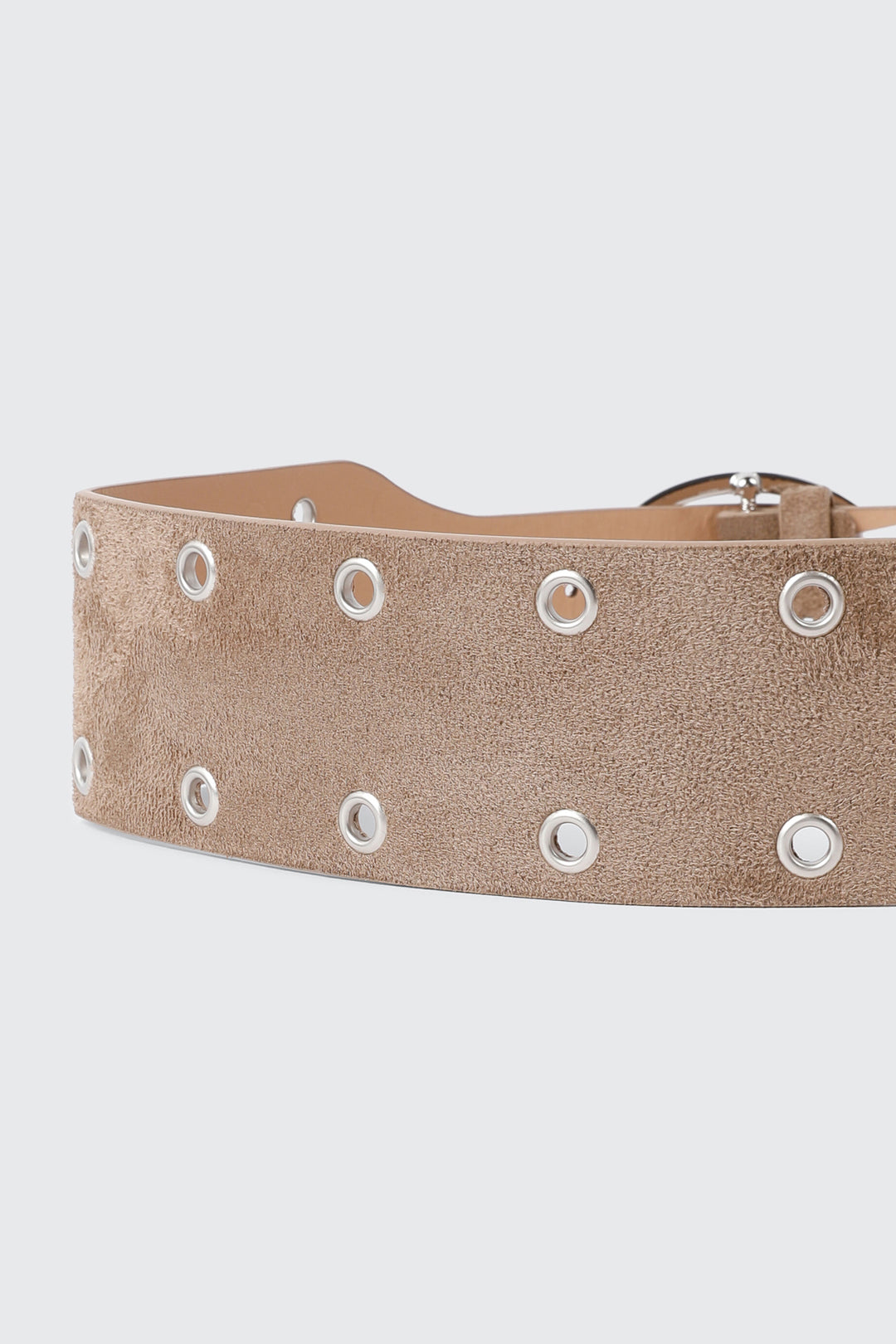 Wide Faux Suede Grommet Waist Belt