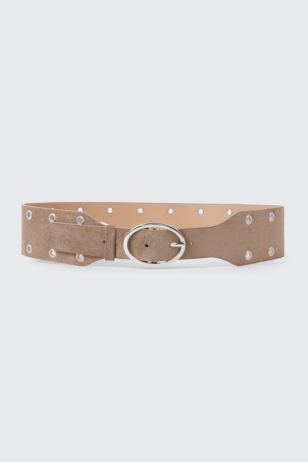 Wide Faux Suede Grommet Waist Belt
