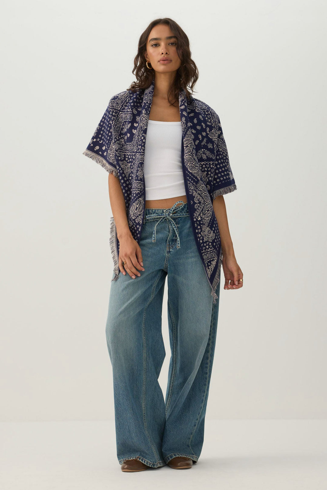 Reversible Bandana Print Poncho