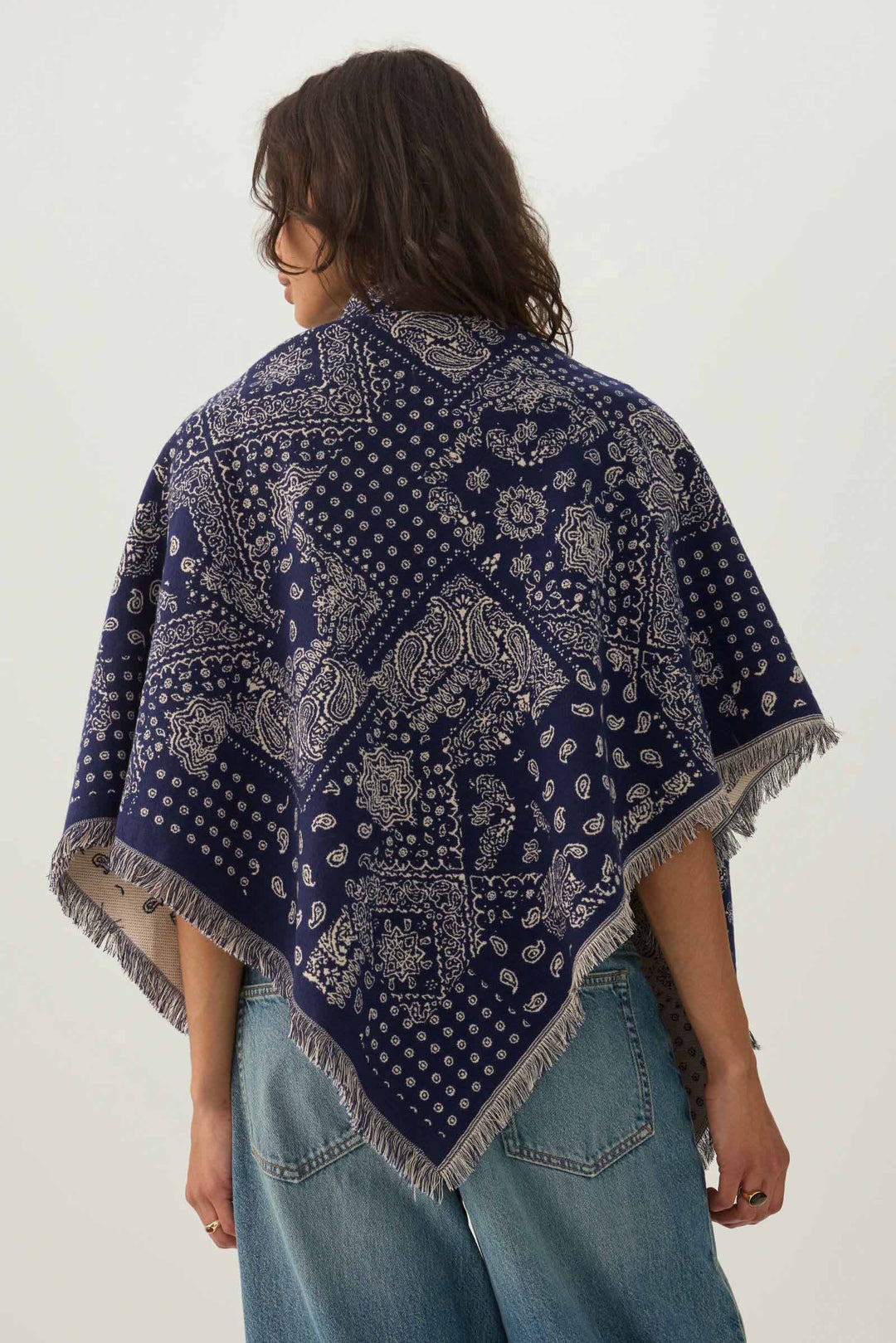 Reversible Bandana Print Poncho