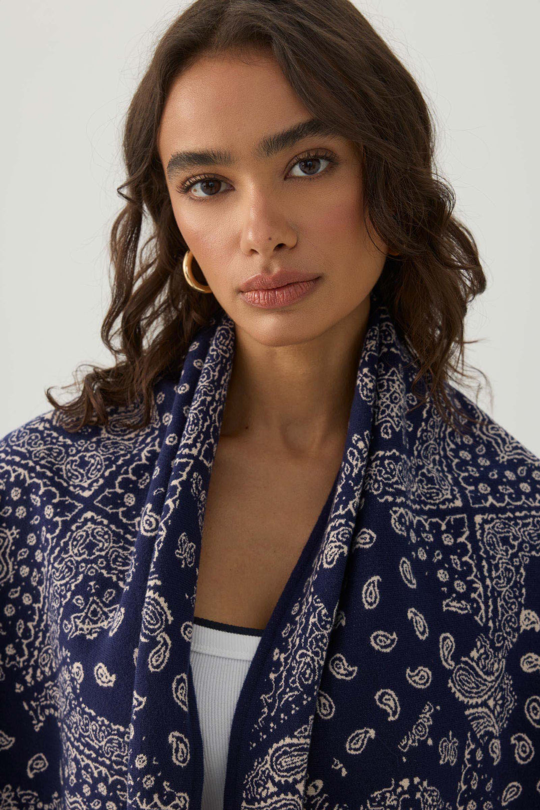 Reversible Bandana Print Poncho