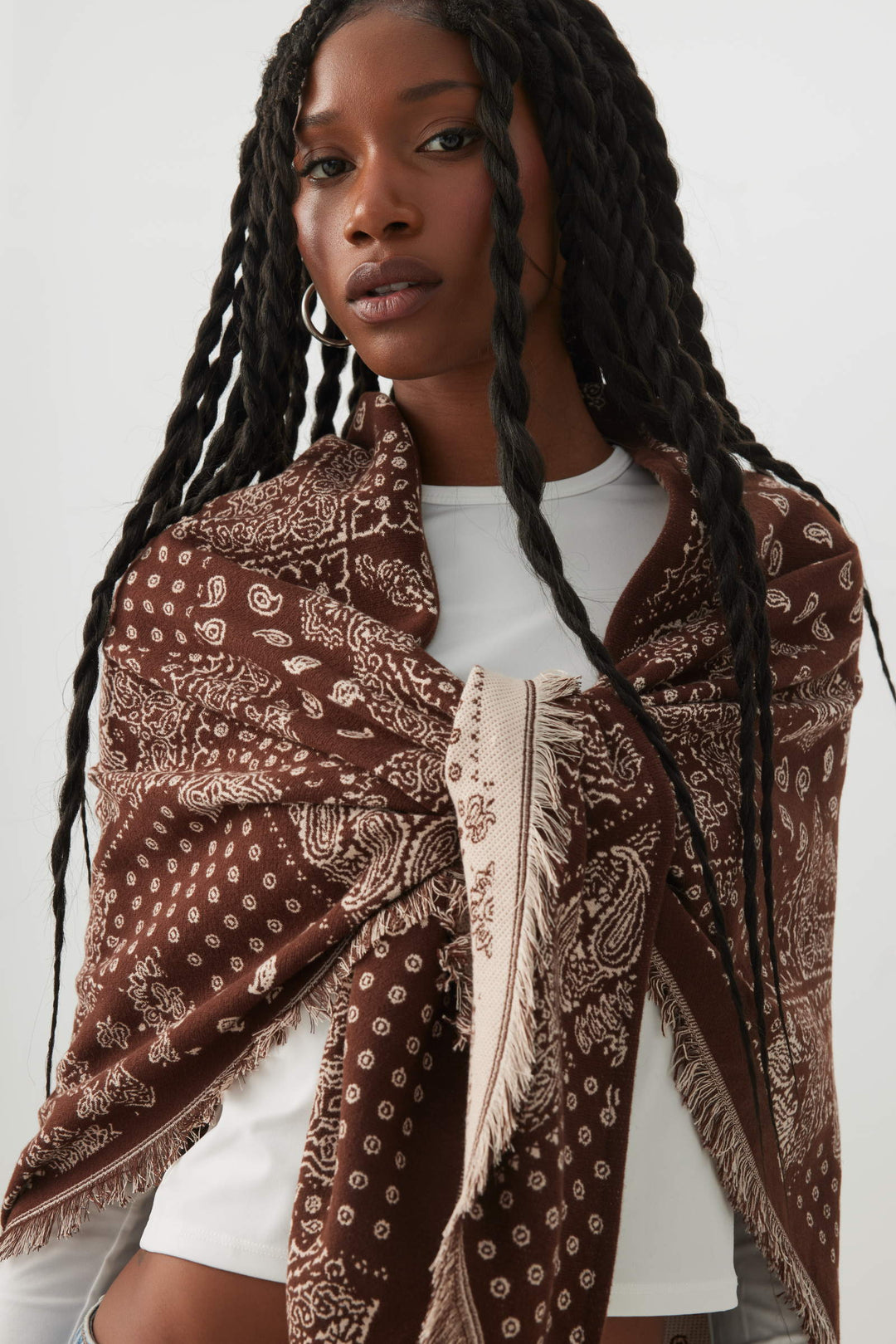 Poncho réversible à imprimé bandana
