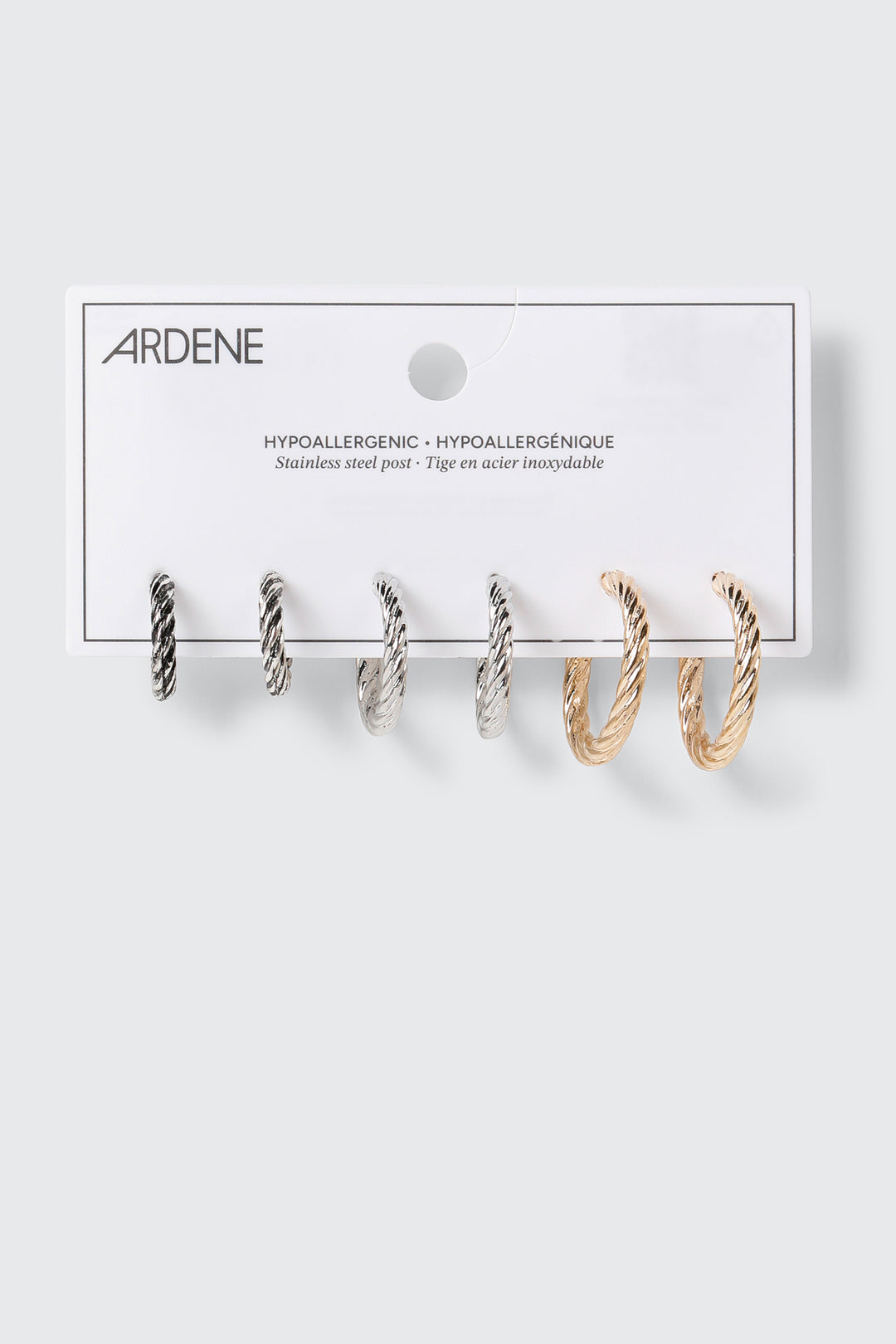3-Pack Twisted Hoop Earrings