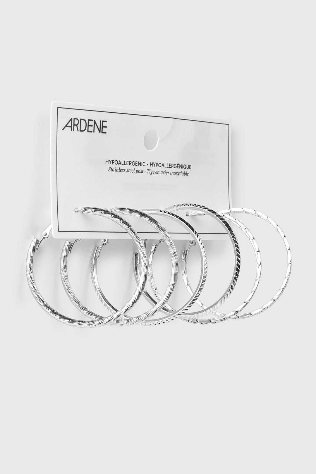 3 Pairs Textured Hoop Earrings