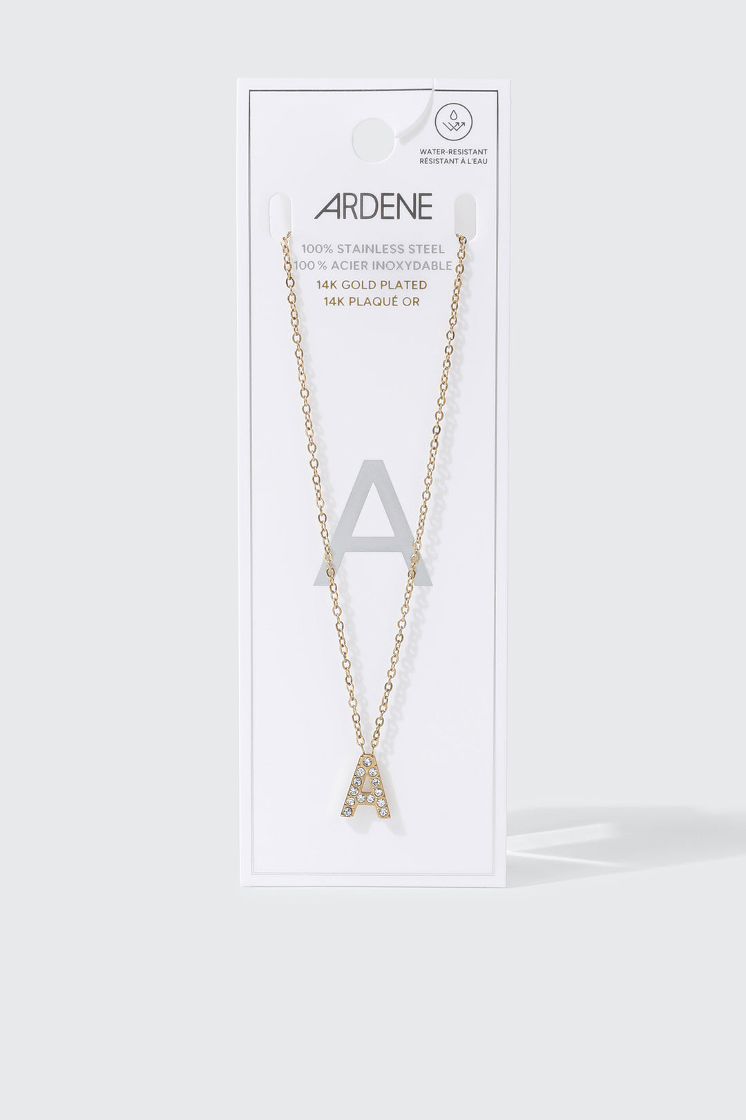 Collier initiale A plaqué or 14K
