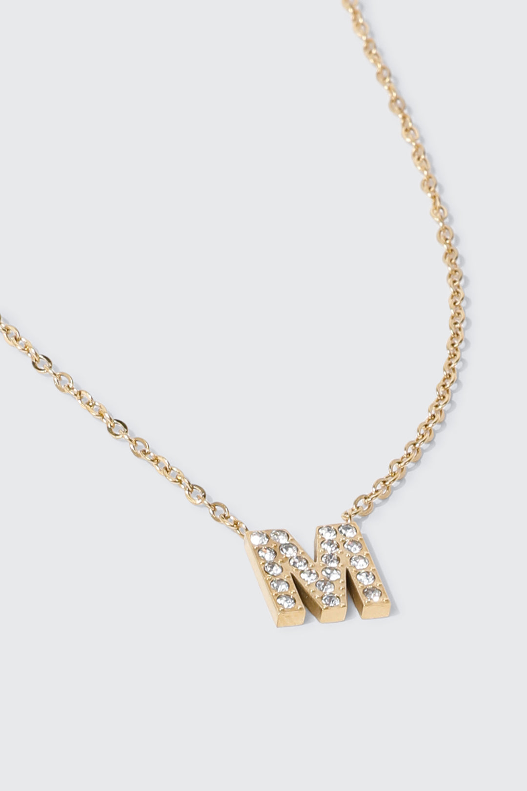 Collier initiale M plaqué or 14K