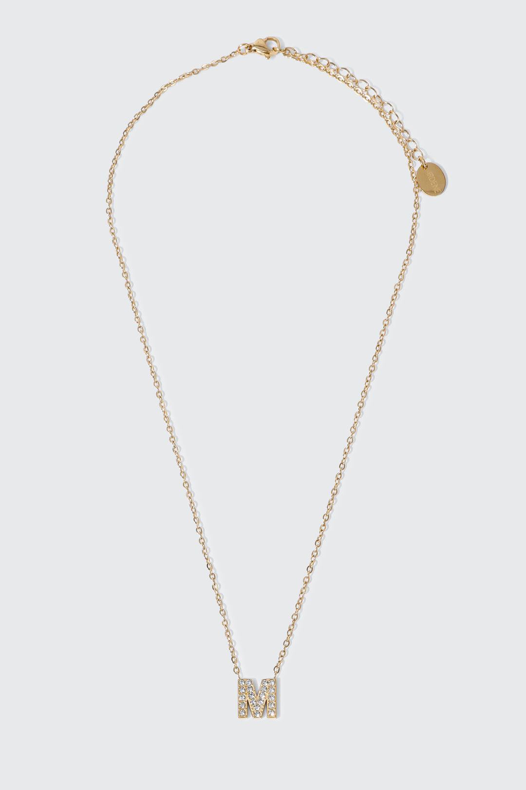 Collier initiale M plaqué or 14K