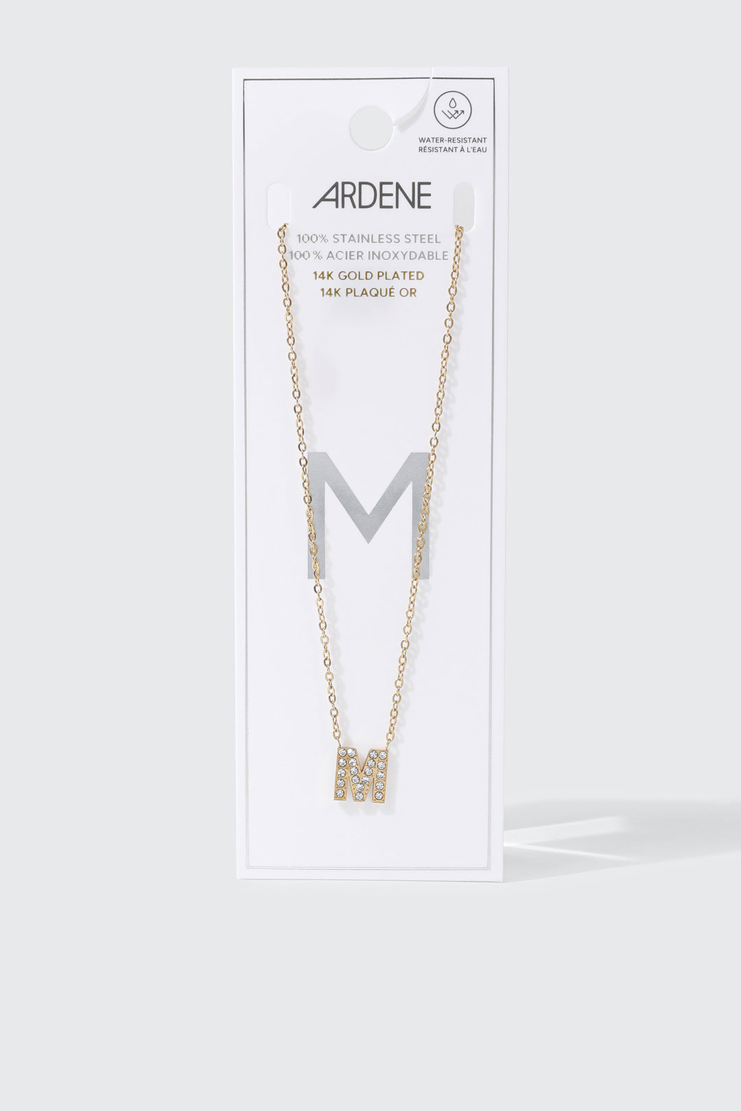 Collier initiale M plaqué or 14K