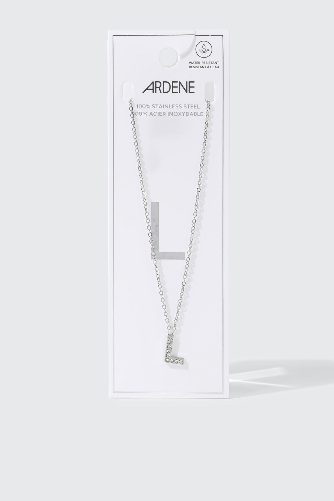 Collier initiale L en acier inoxydable