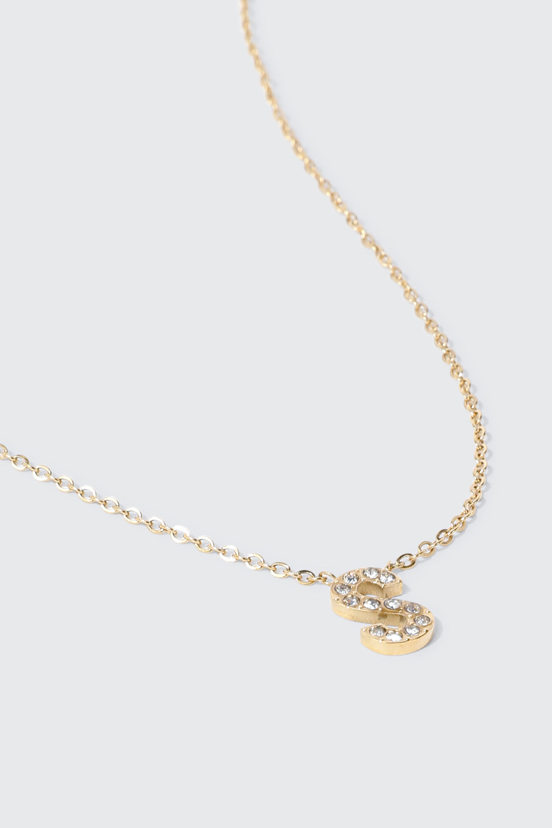Collier initiale S plaqué or 14K