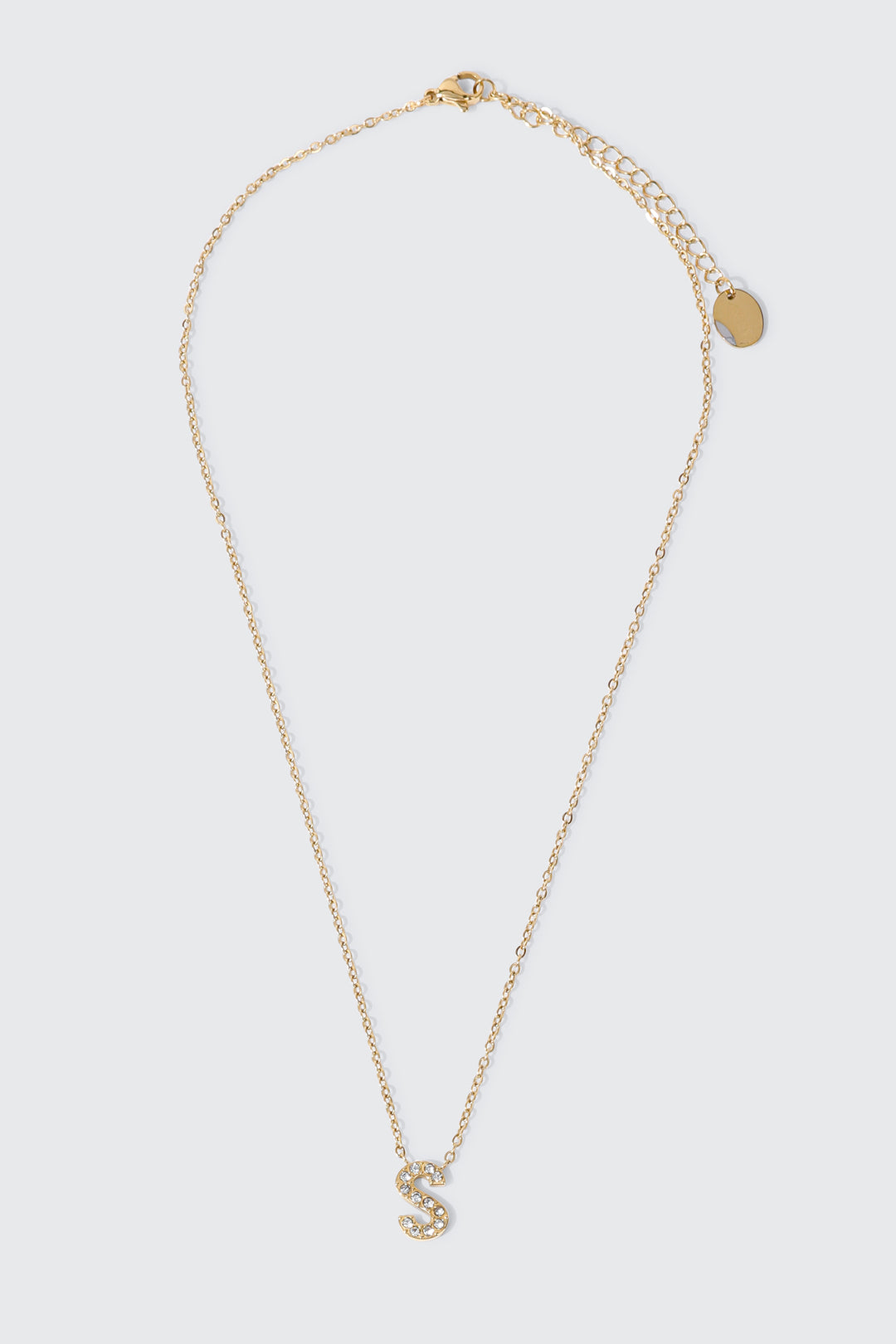 Collier initiale S plaqué or 14K