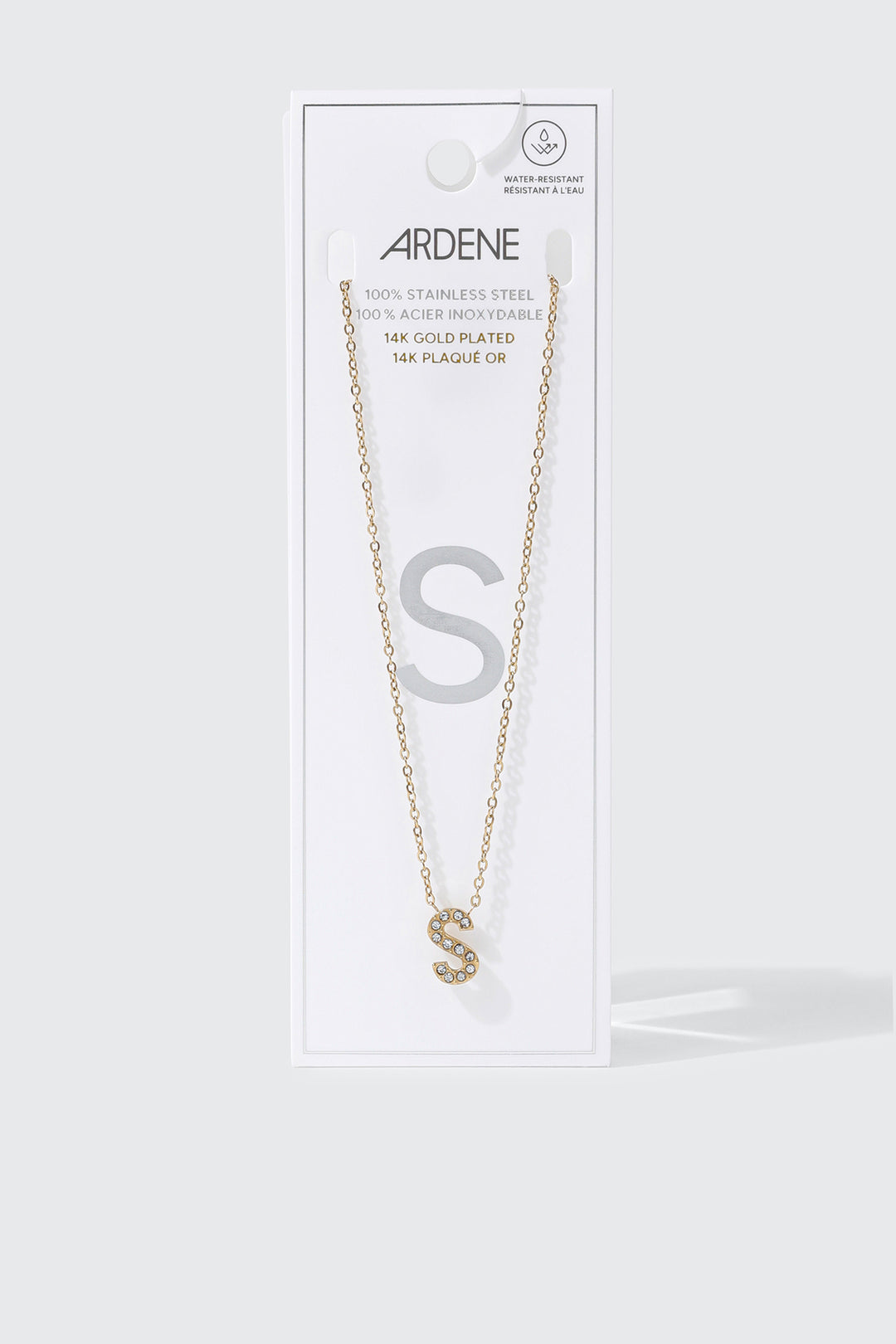 Collier initiale S plaqué or 14K
