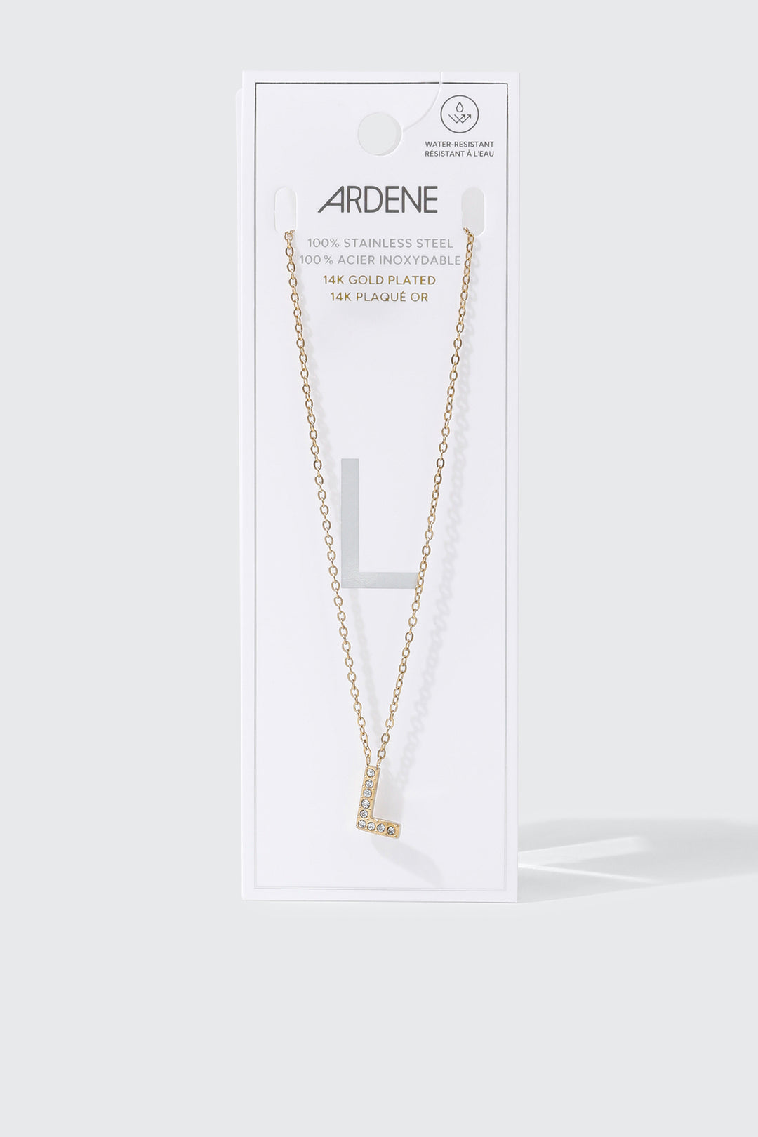 Collier initiale L plaqué or 14K