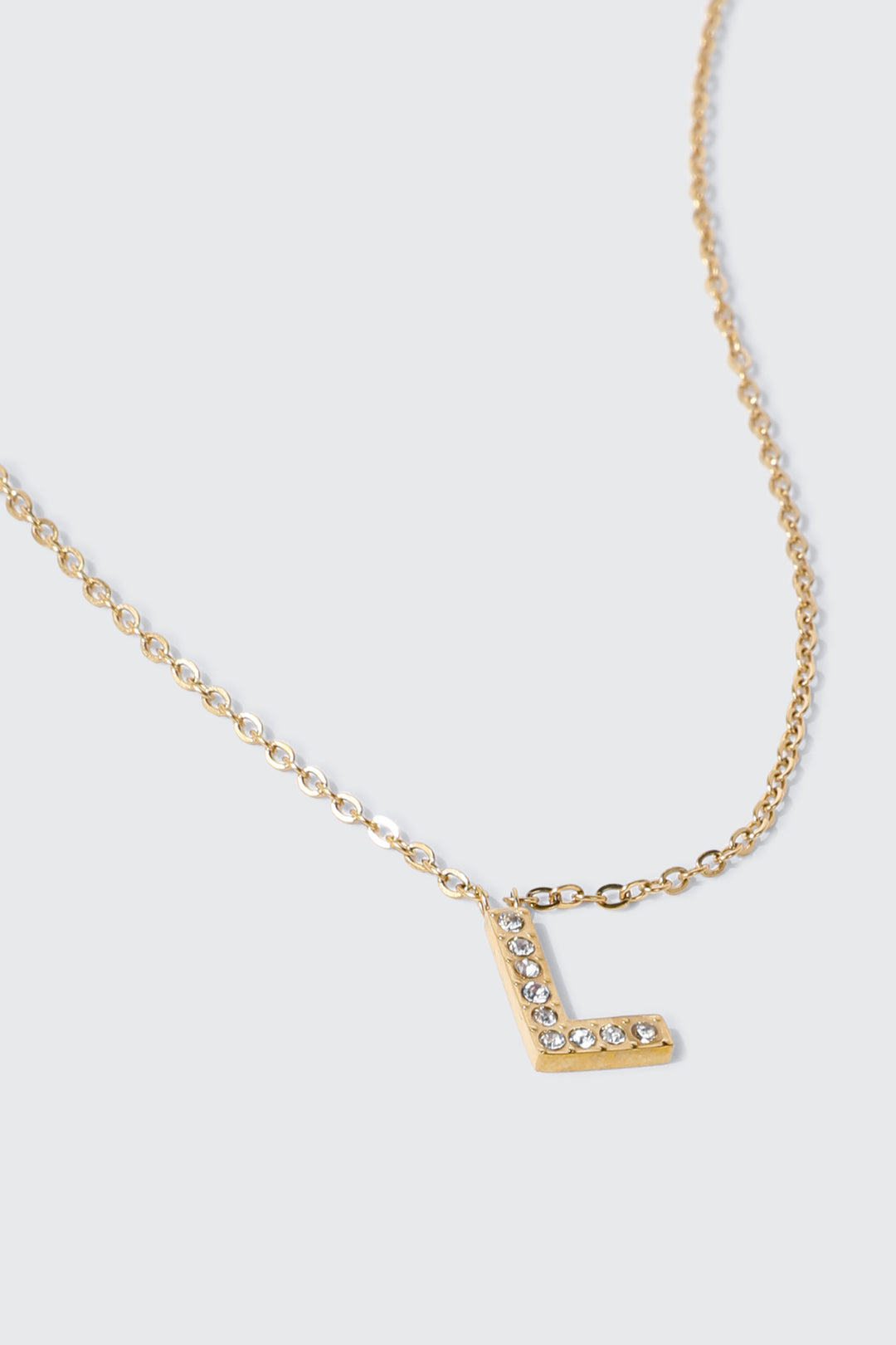Collier initiale L plaqué or 14K