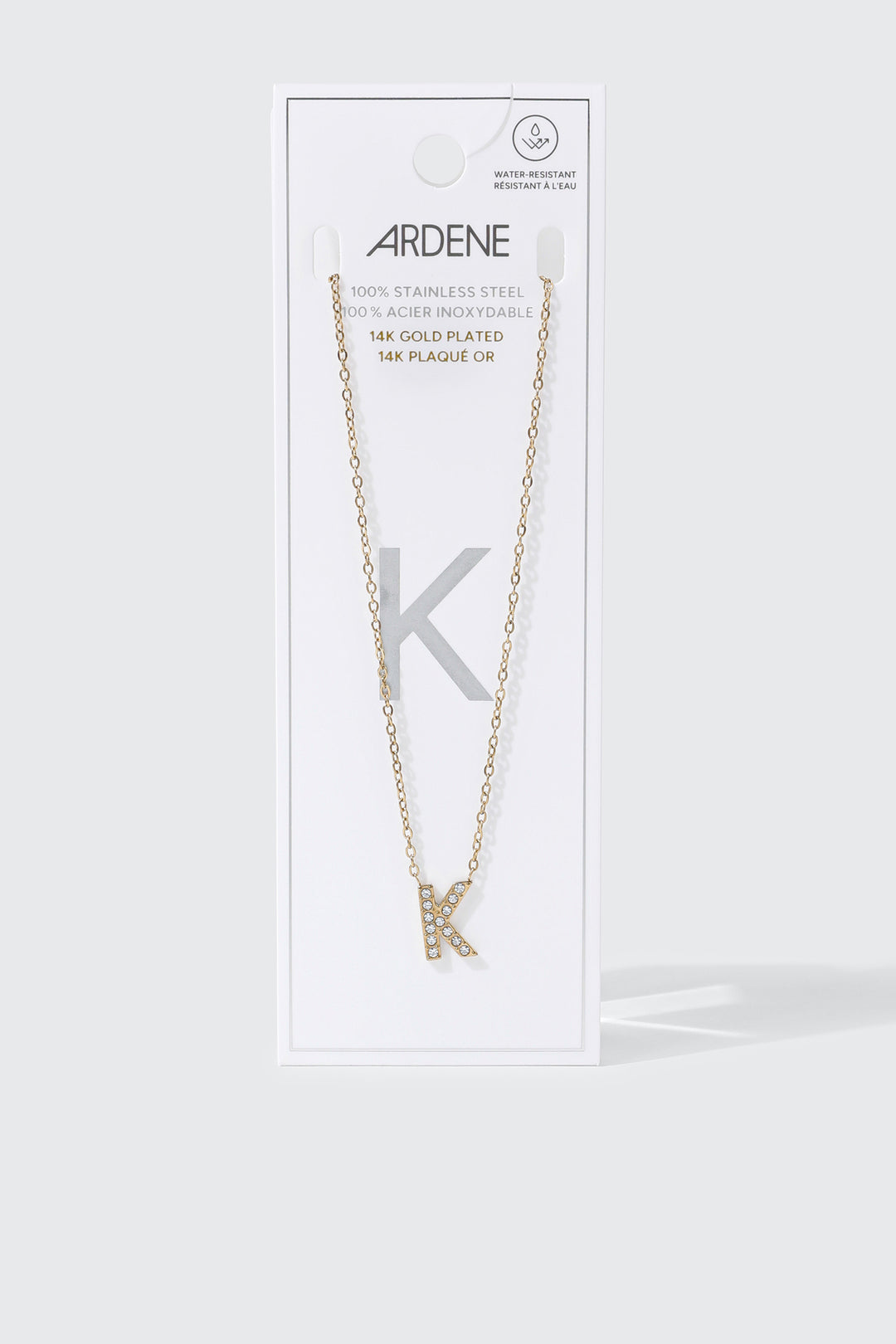 Collier initiale K plaqué or 14K