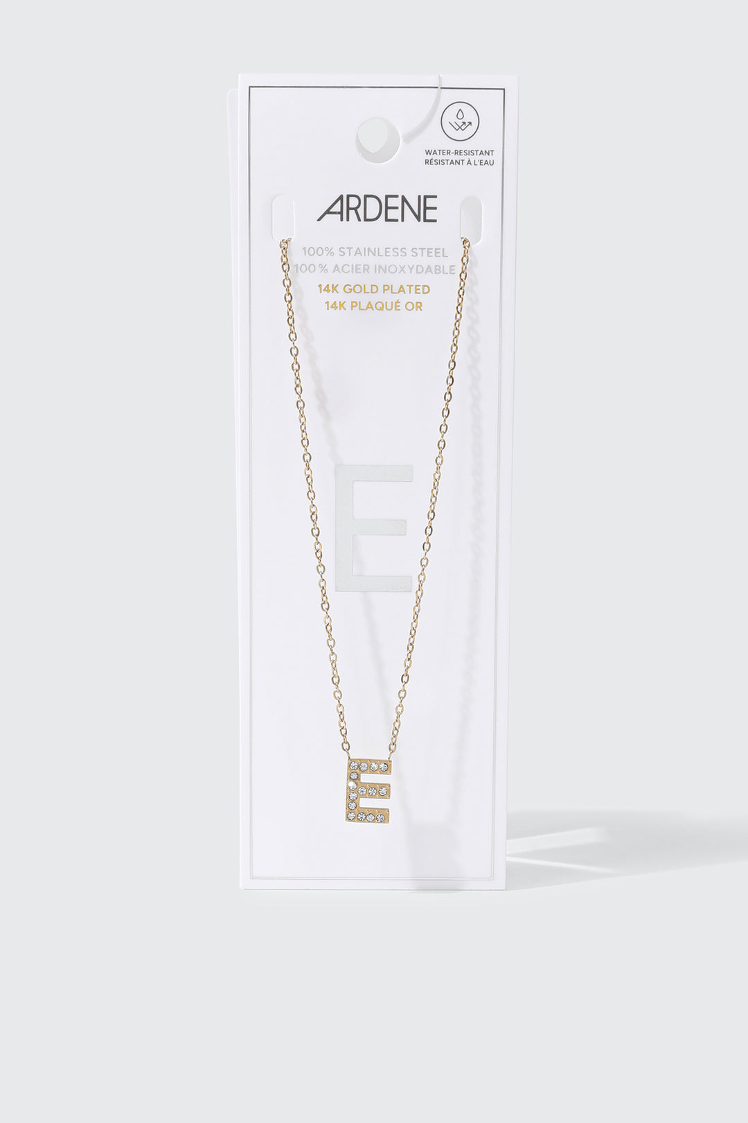 Collier initiale E plaqué or 14K
