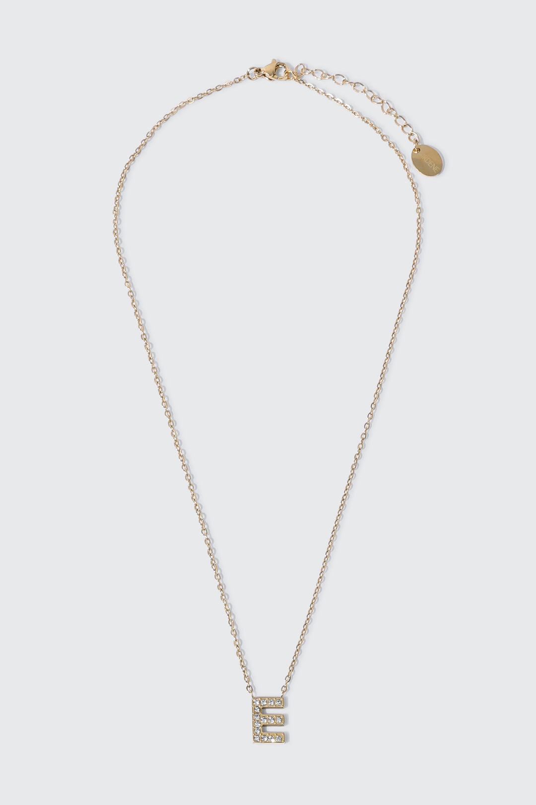 Collier initiale E plaqué or 14K