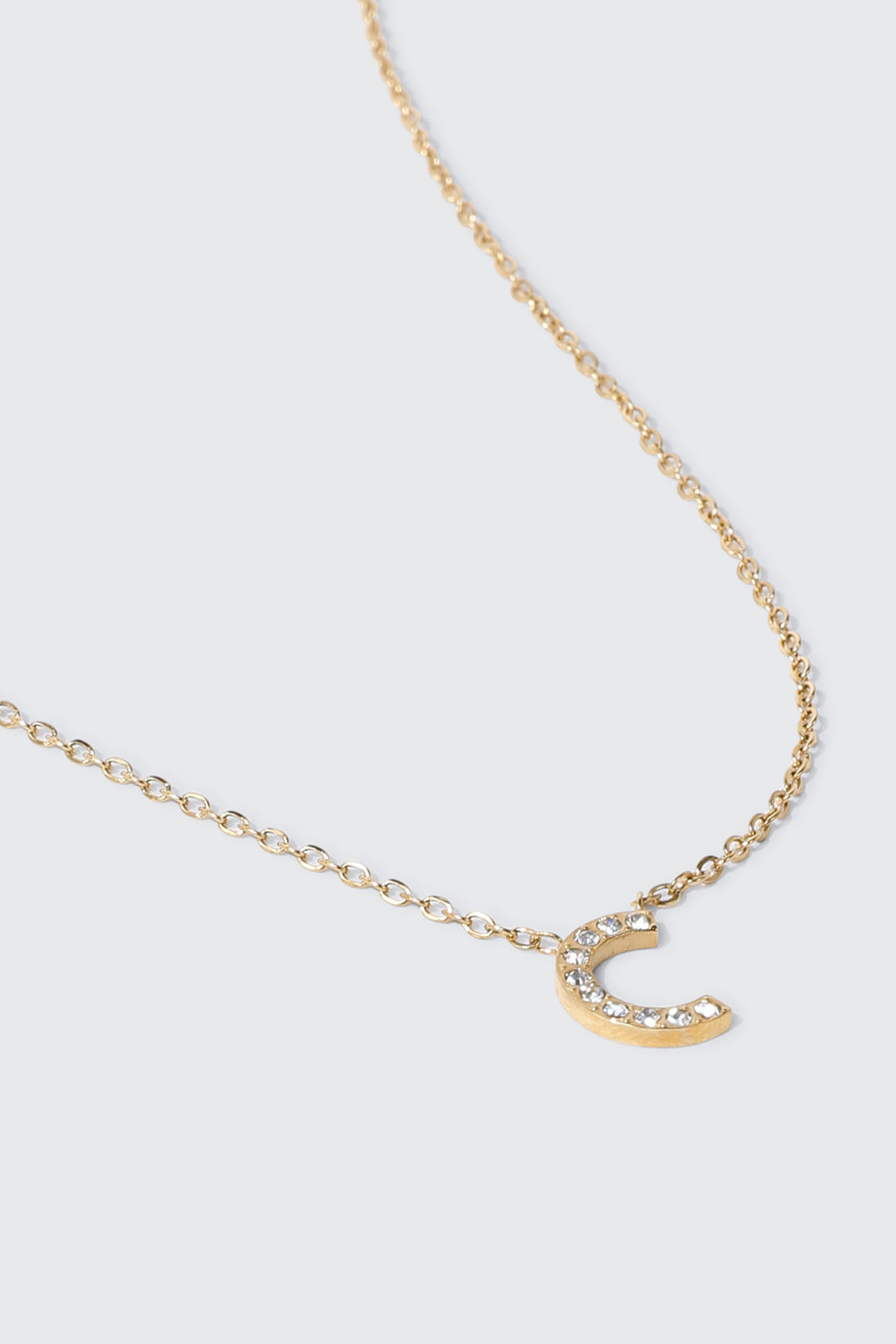 Collier initiale C plaqué or 14K
