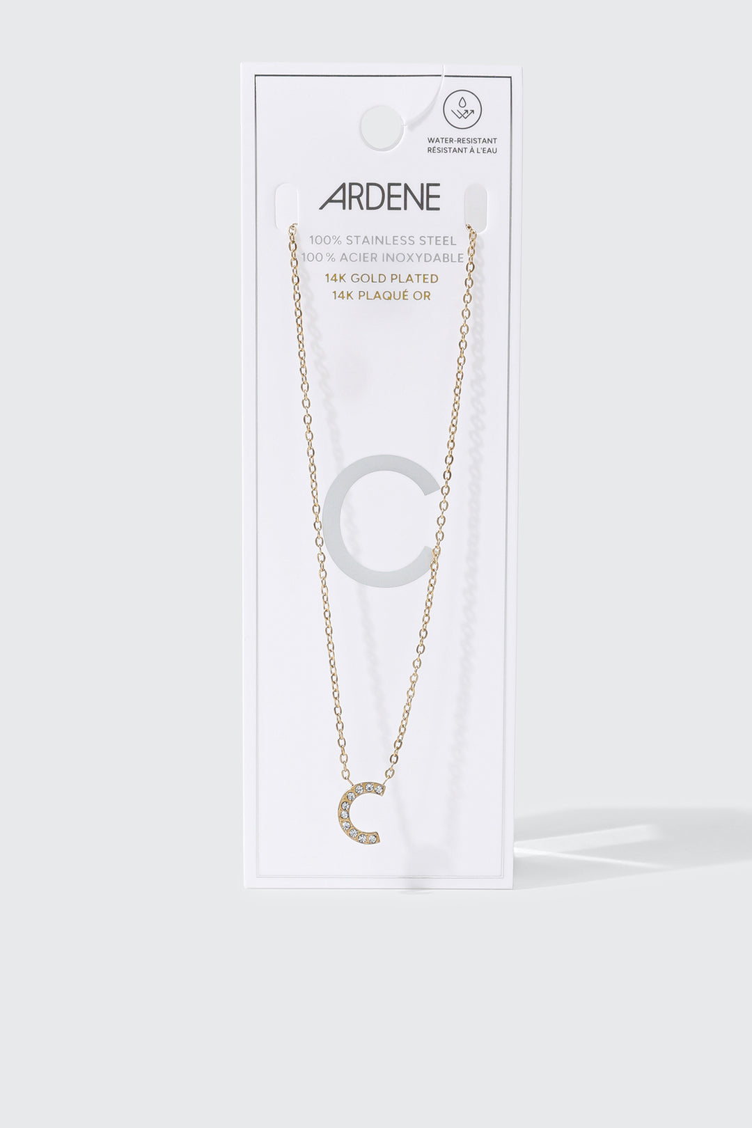 Collier initiale C plaqué or 14K