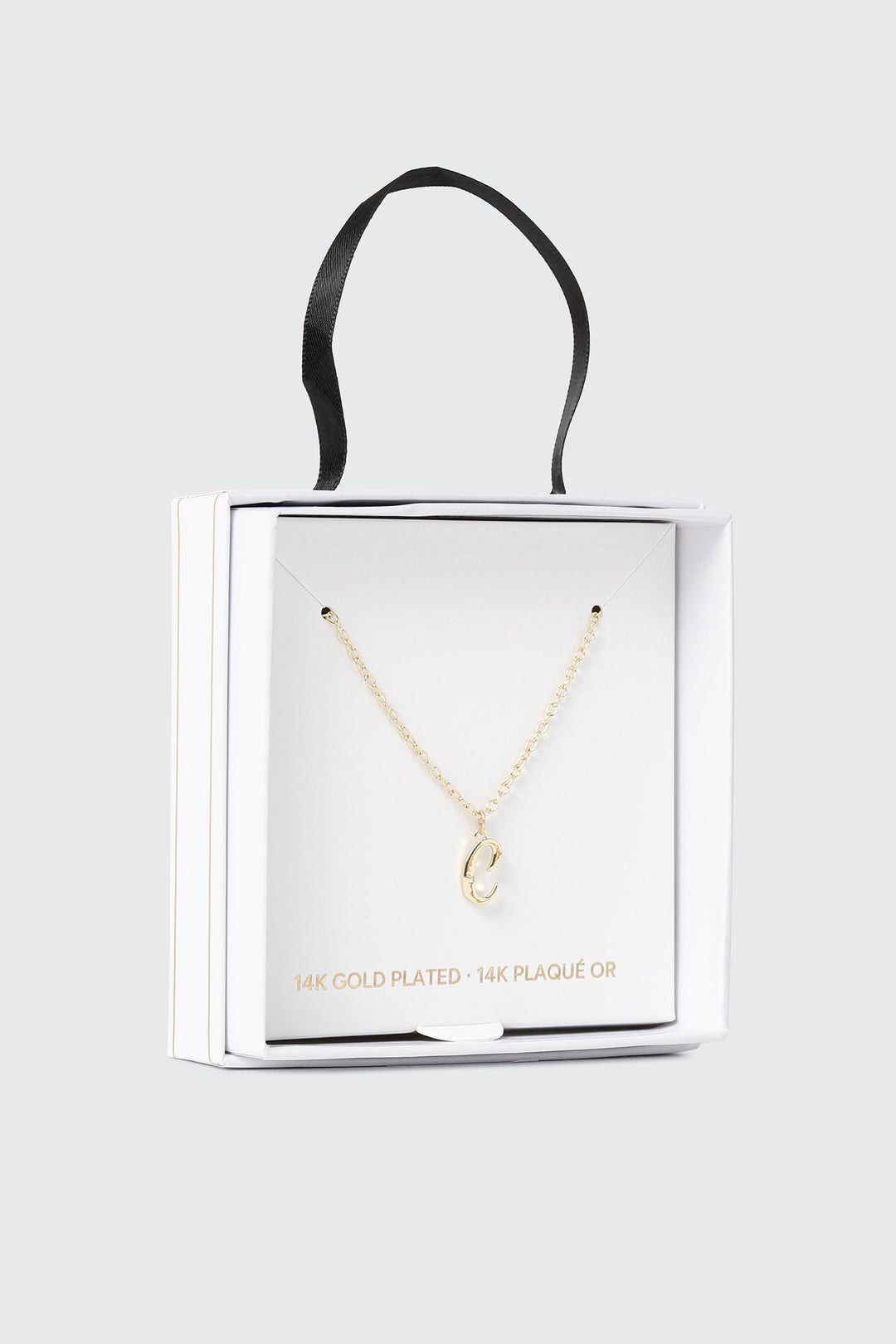 Collier initiale C plaqué or 14K