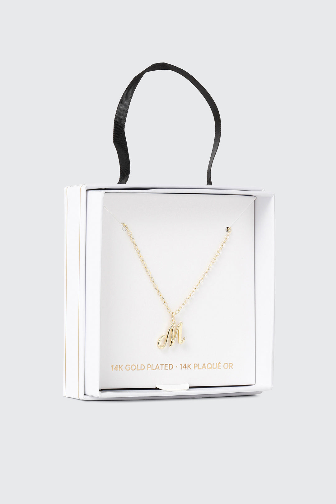 Collier initial M plaqué or 14K