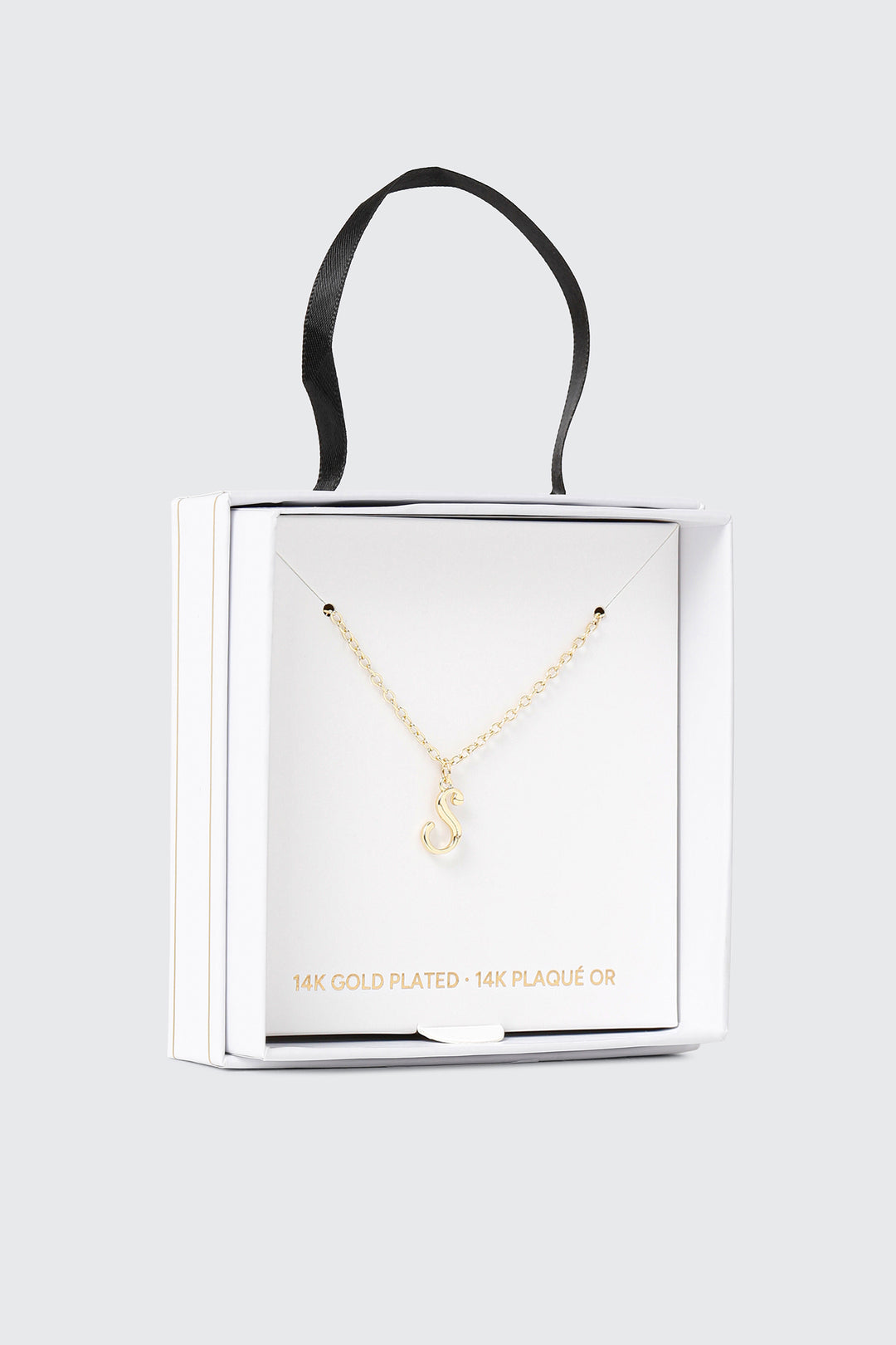 Collier initiale S plaqué or 14K