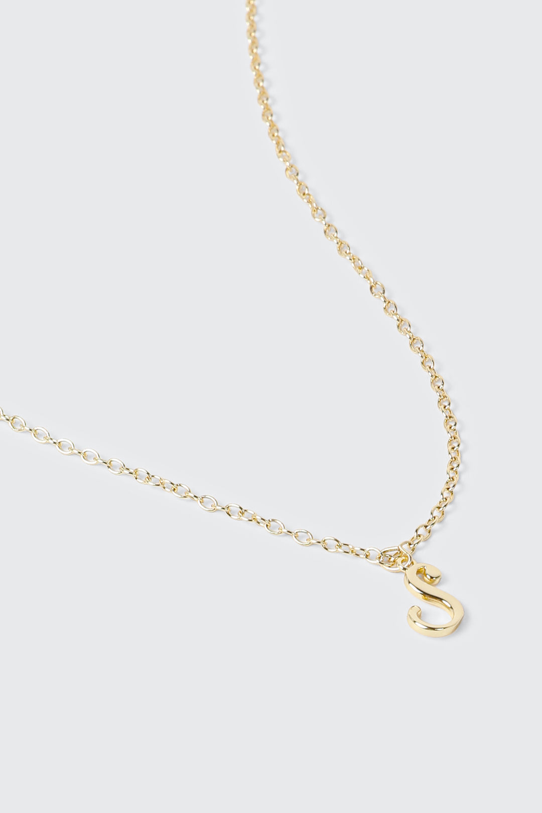 Collier initiale S plaqué or 14K
