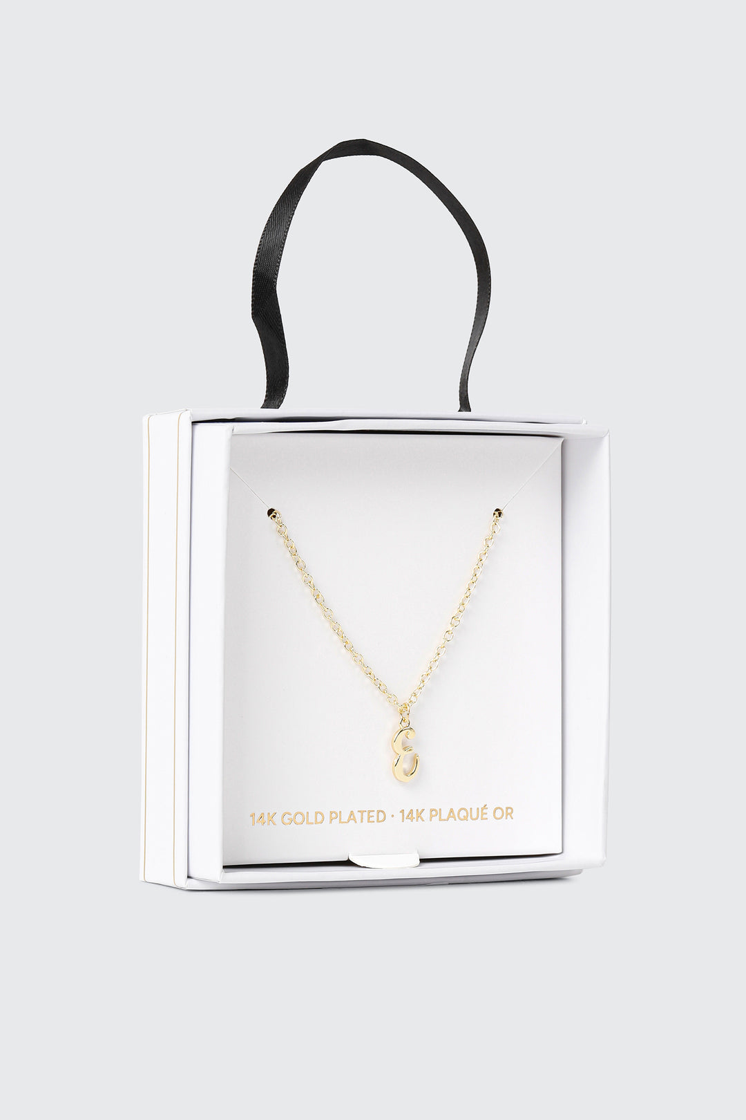 Collier initiale E plaqué or 14K
