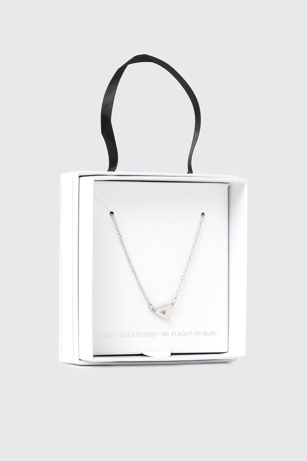 14K White Gold Plated Initial A Necklace
