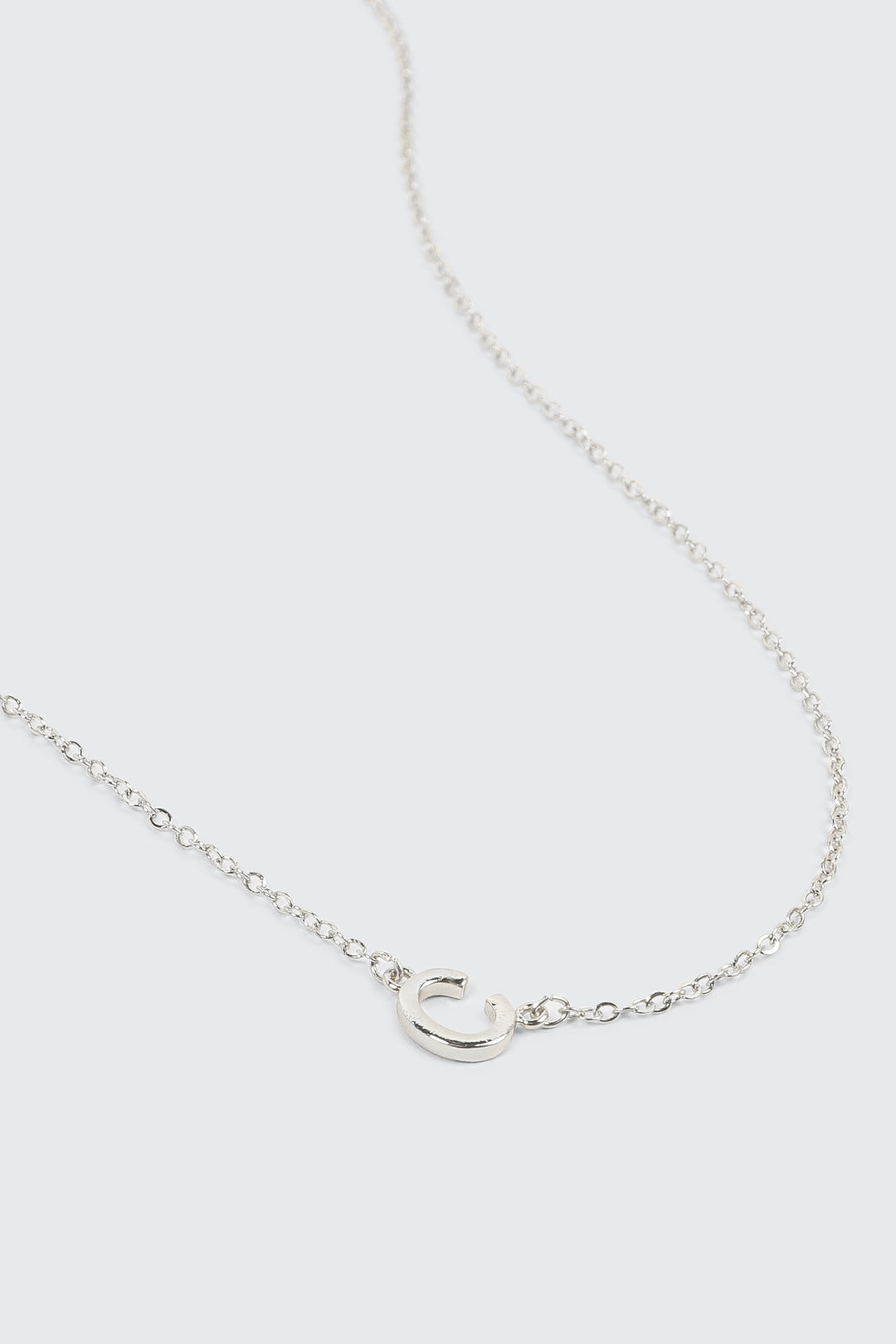 14K White Gold Plated Initial C Necklace
