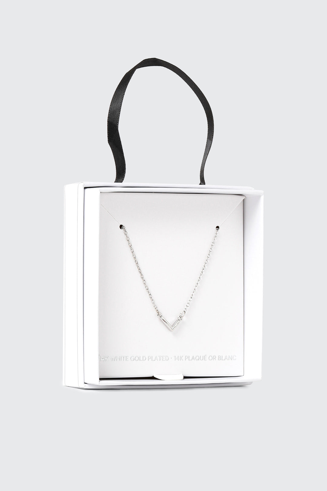 14K White Gold Plated Initial L Necklace