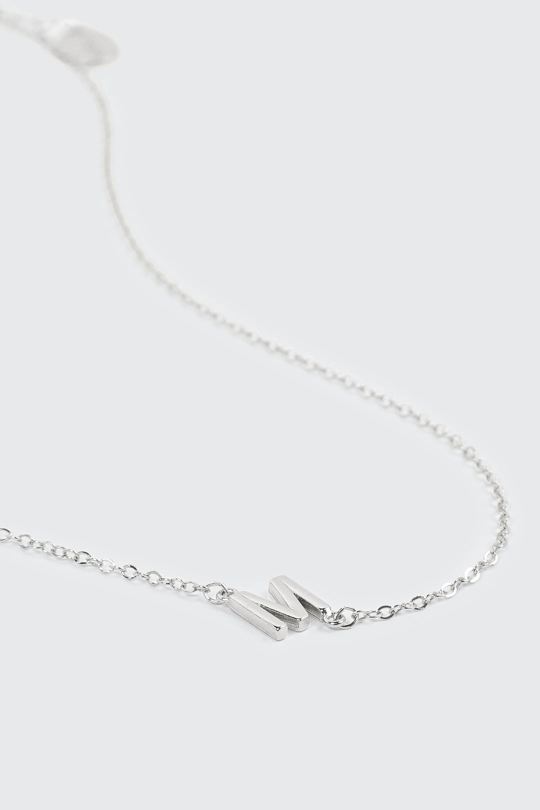 14K White Gold Plated Initial M Necklace