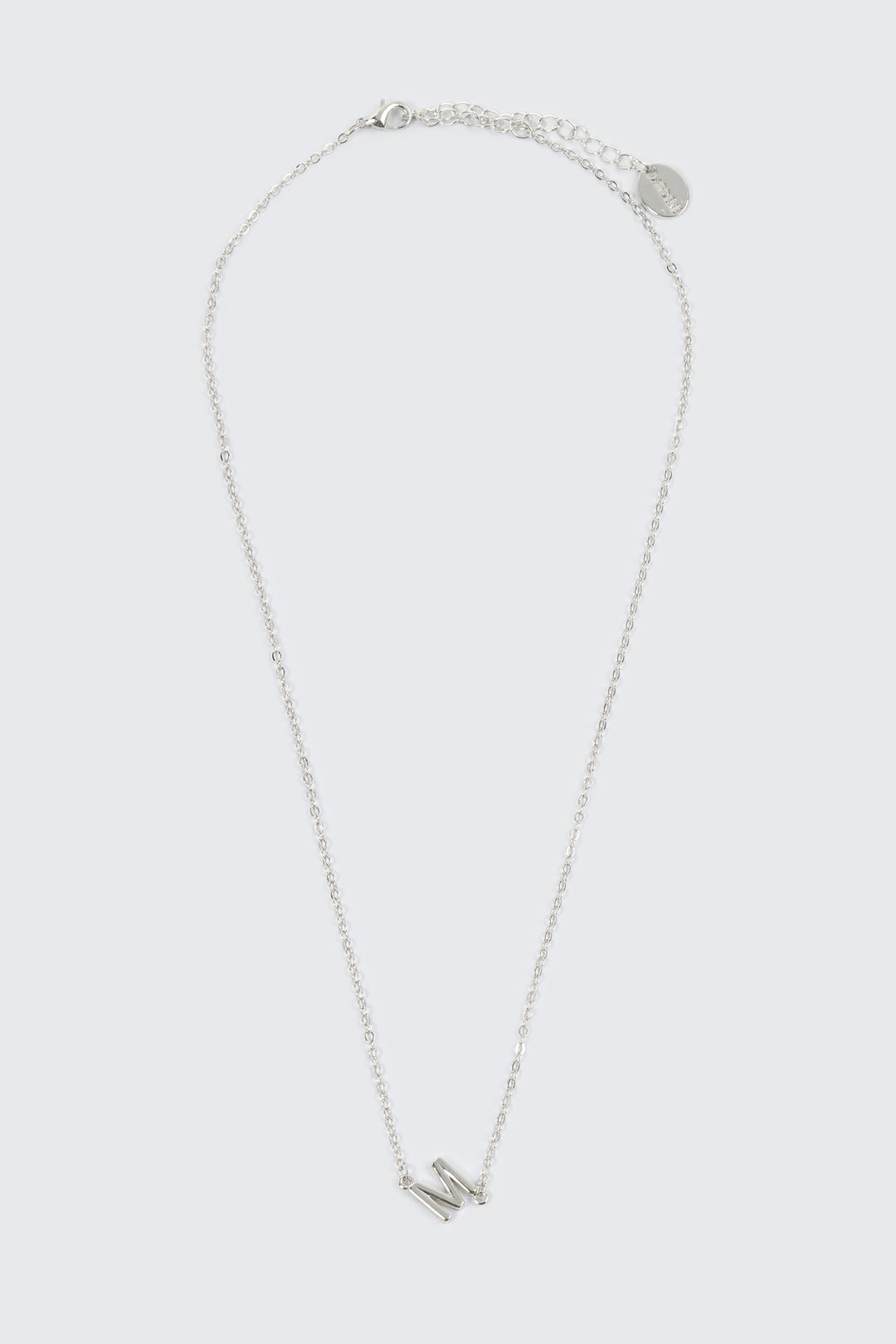 14K White Gold Plated Initial M Necklace