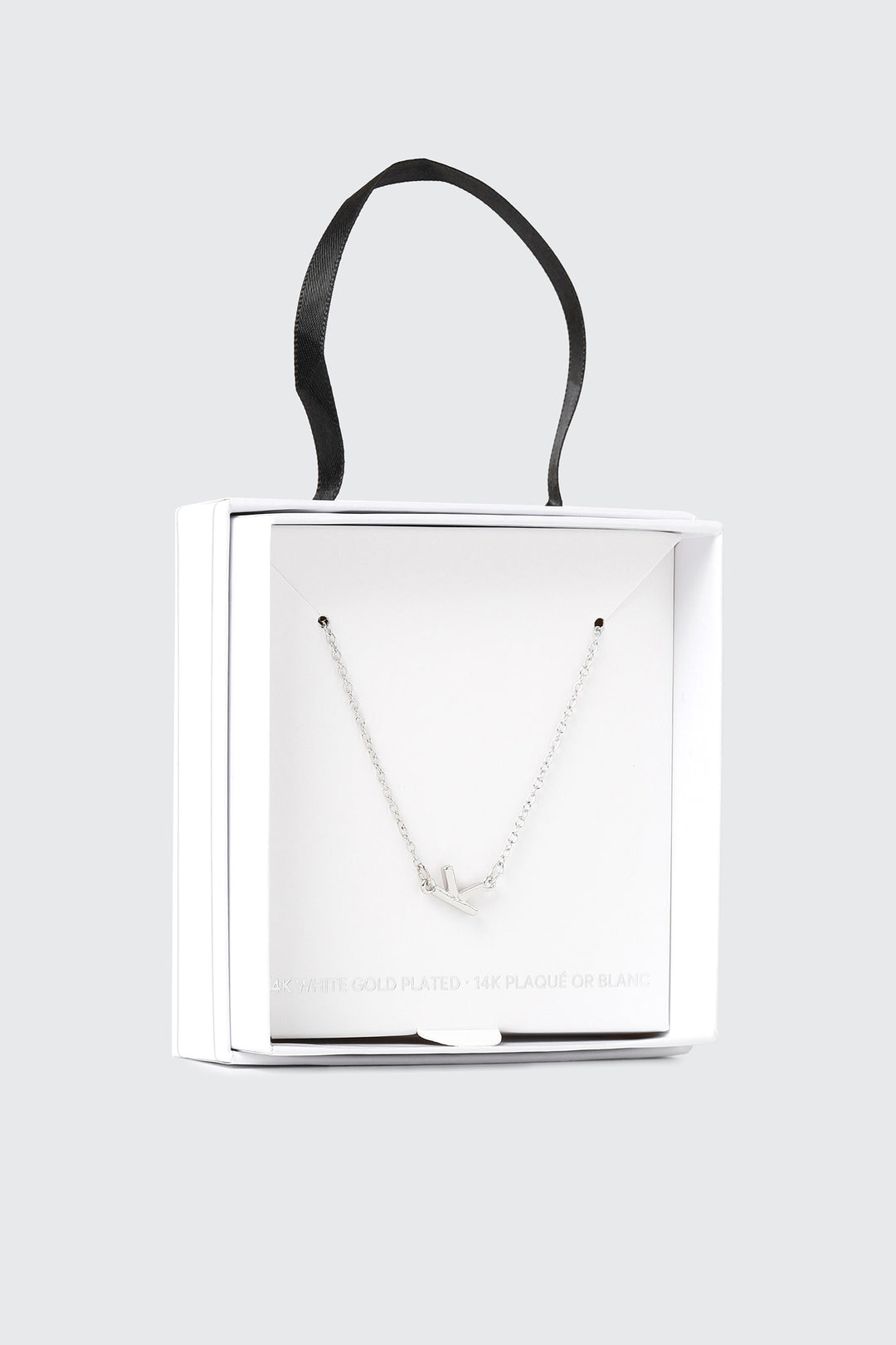 14K White Gold Plated Initial K Necklace