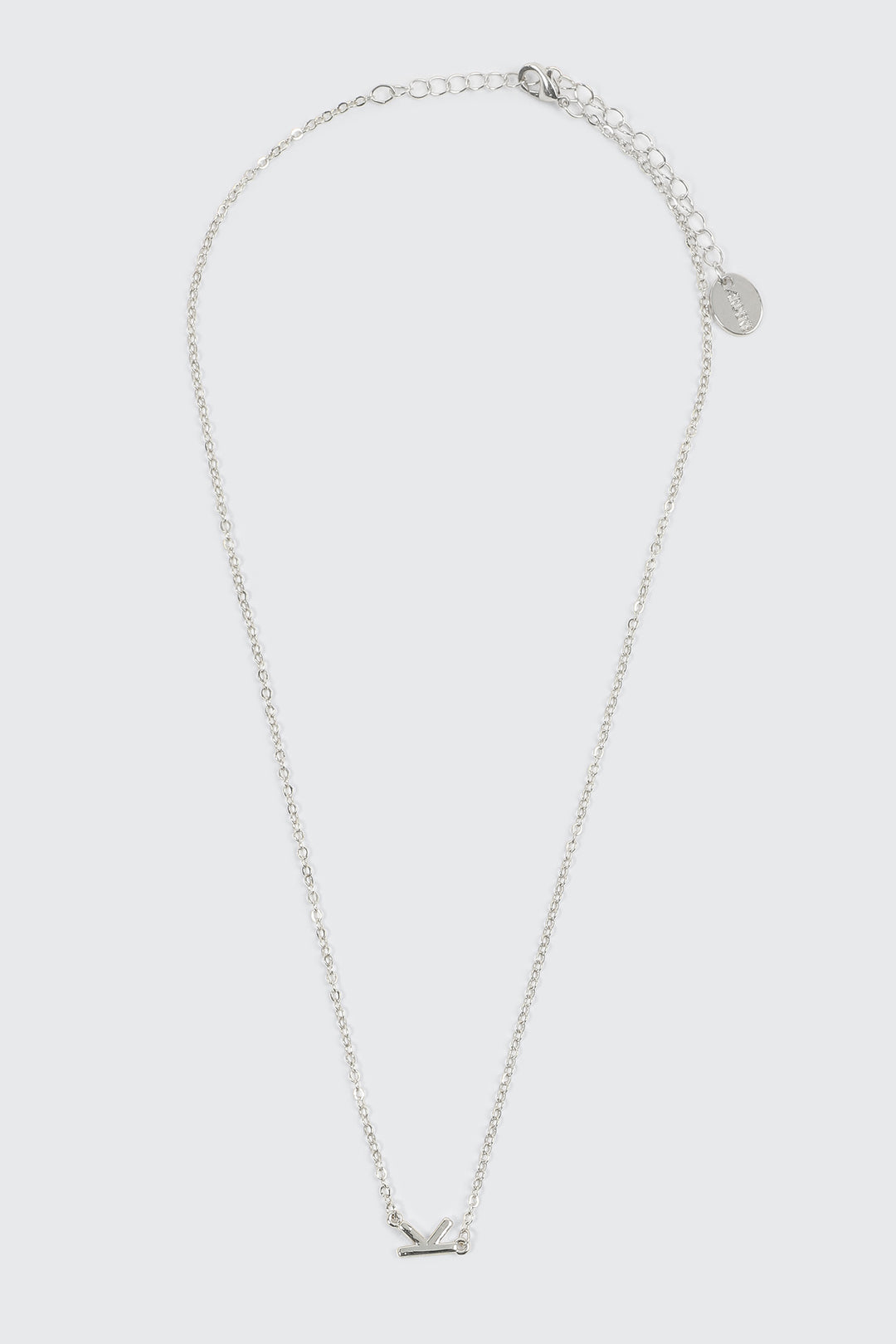 14K White Gold Plated Initial K Necklace