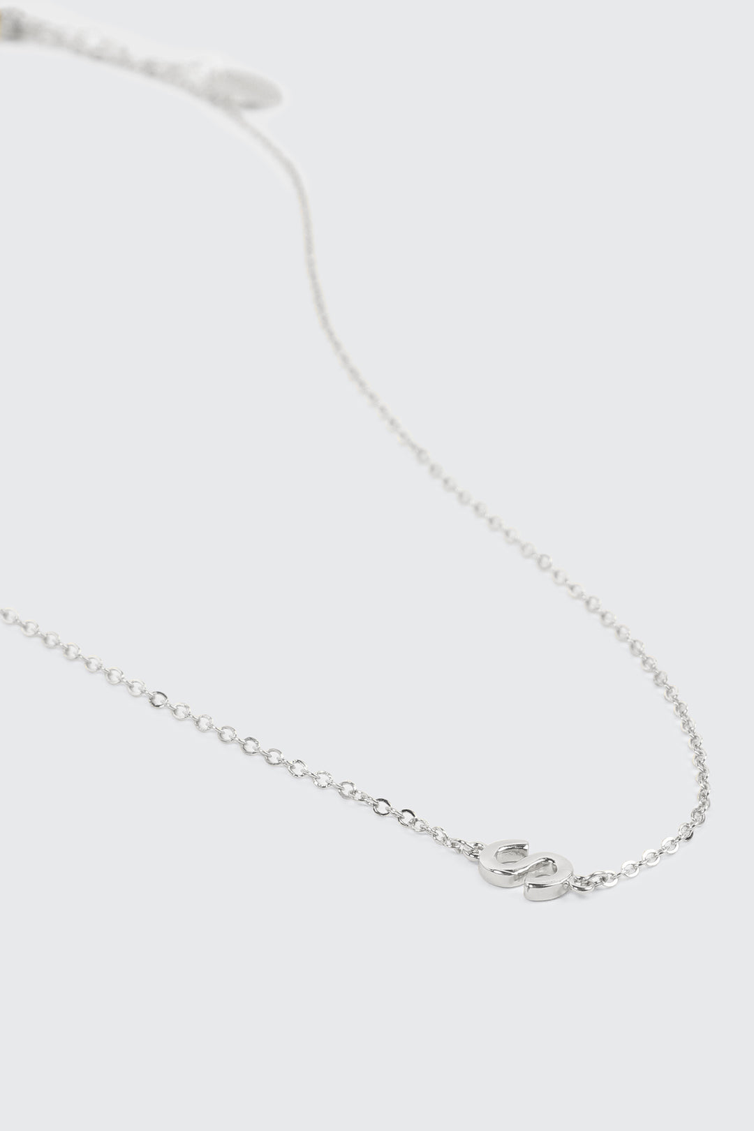 14K White Gold Plated Initial S Necklace