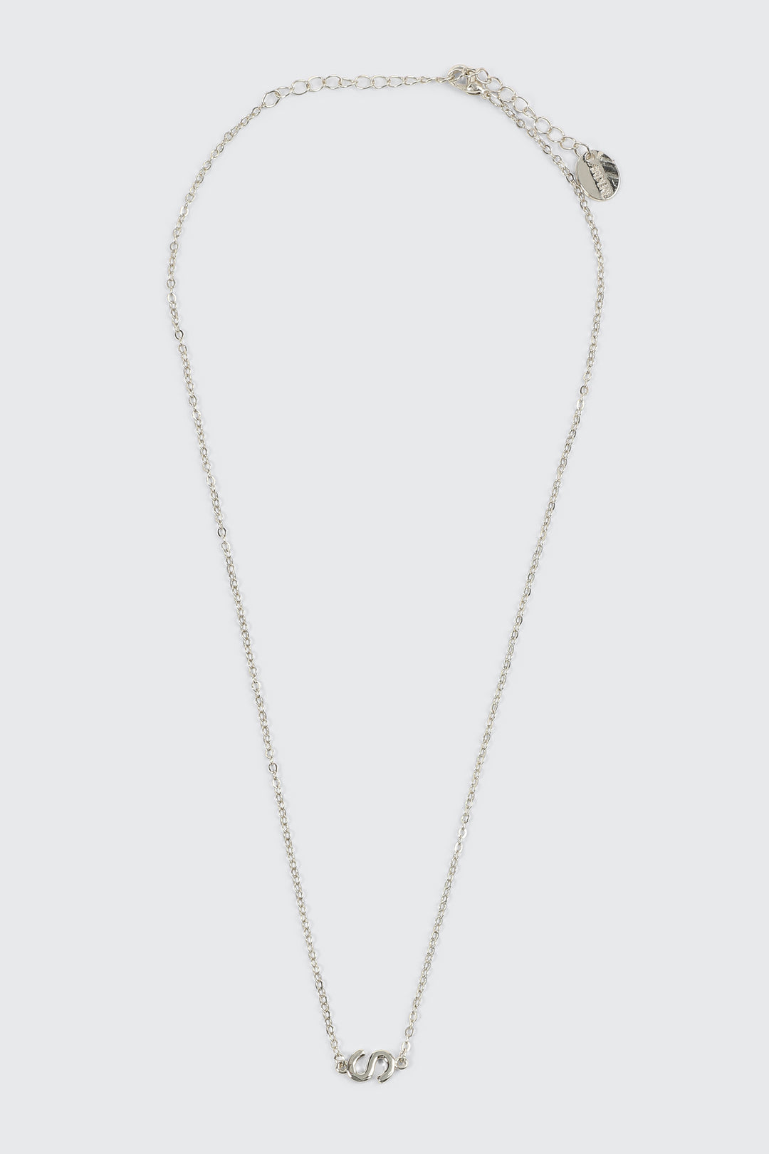 14K White Gold Plated Initial S Necklace