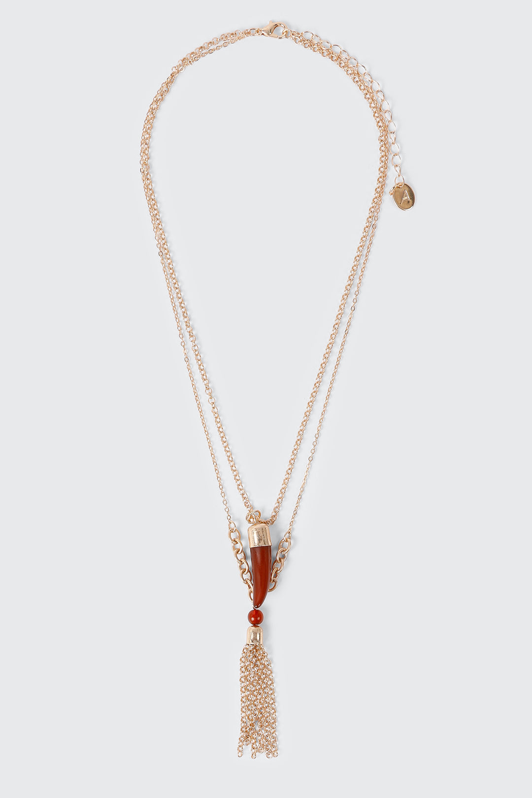 2-Row Horn Pendant Necklace