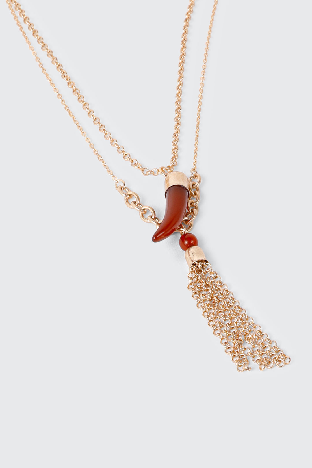 2-Row Horn Pendant Necklace