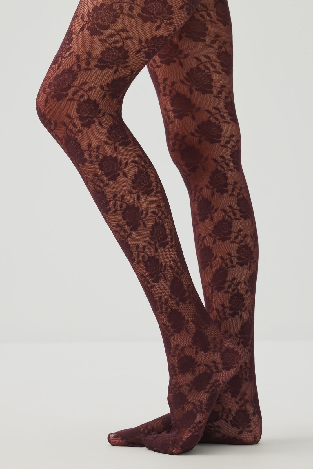 Collant floral en maille