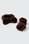 Faux Fur Spa Headband and Wrist Cuff Set