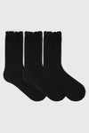 3-Pack Ruffled Cuff Crew Socks