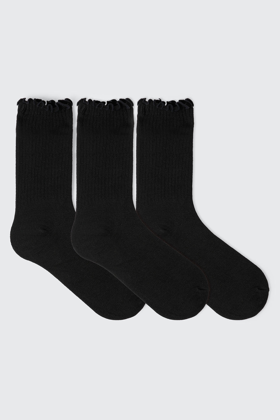 3-Pack Ruffled Cuff Crew Socks