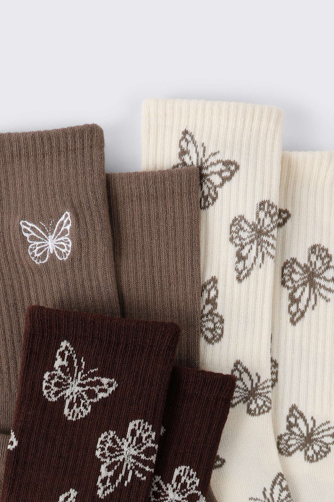 3 paires de Mi-chaussettes à motif papillon