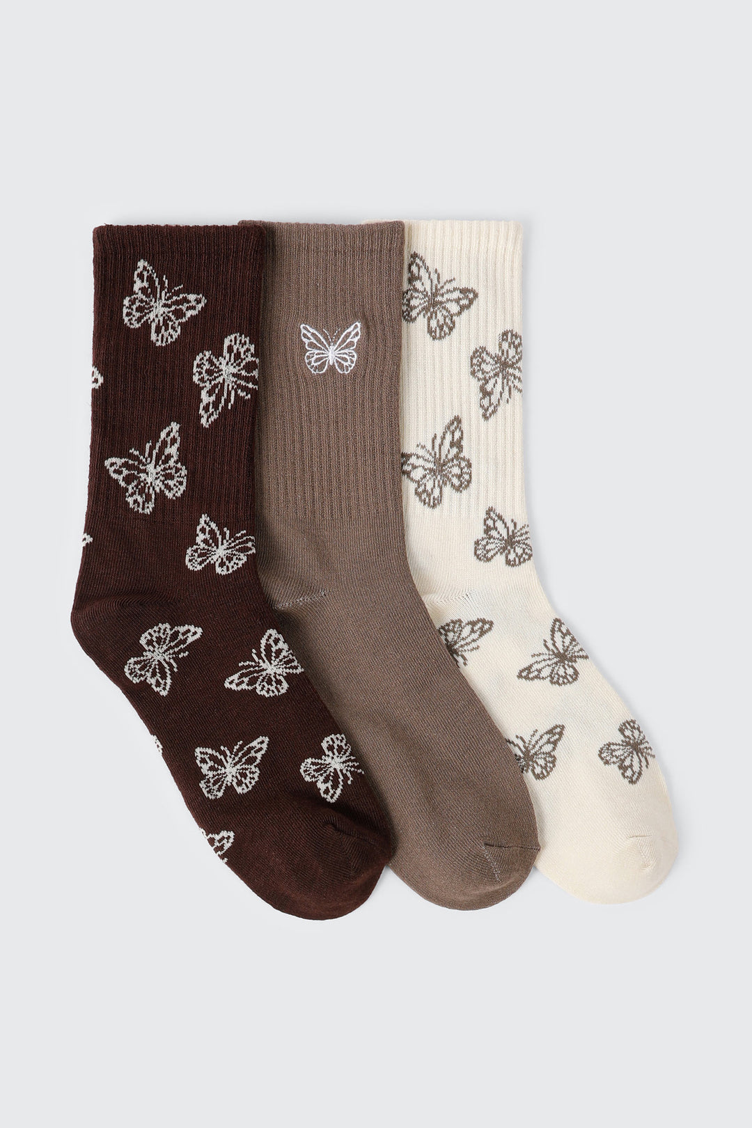 3 paires de Mi-chaussettes à motif papillon