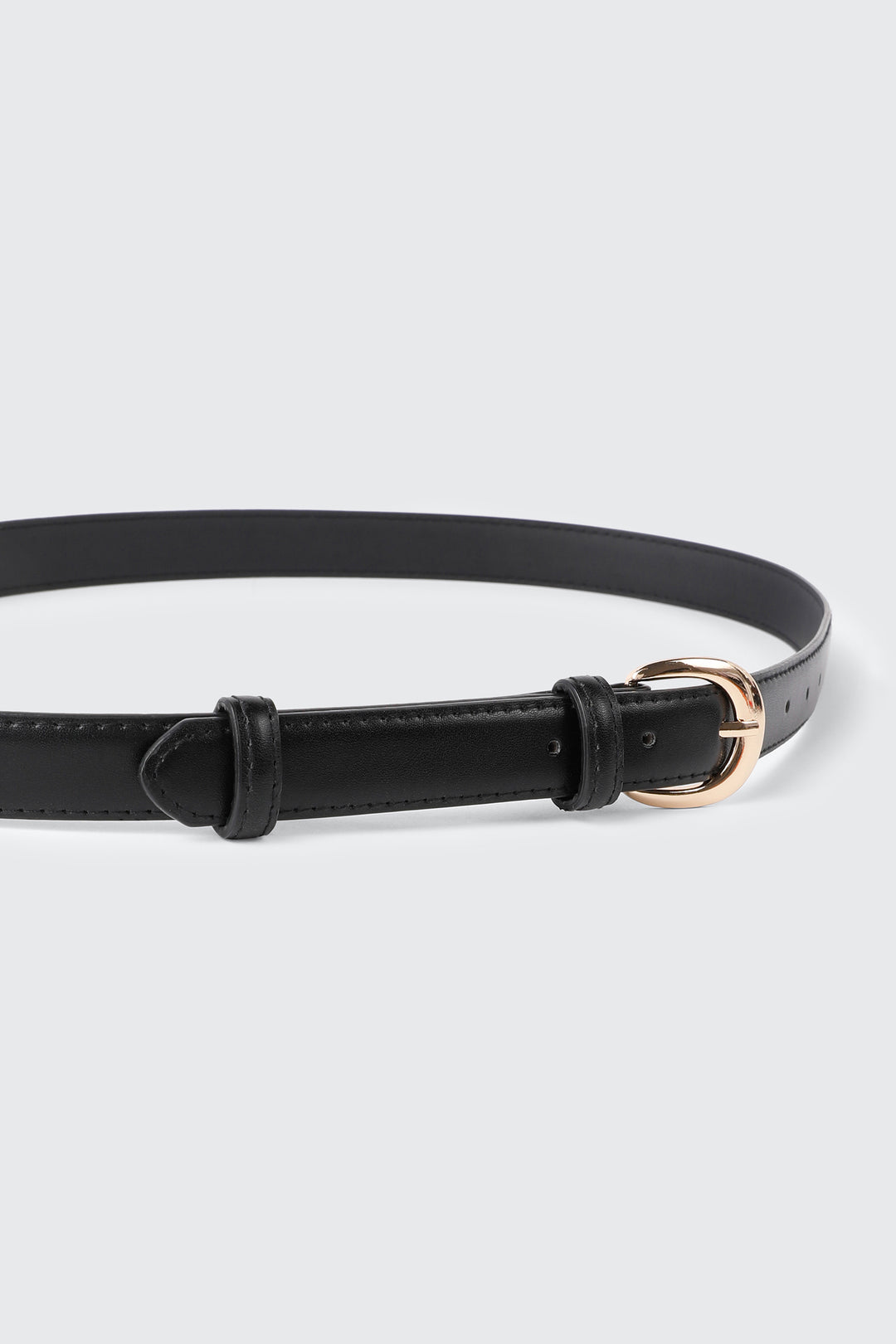 Rounded Buckle Faux Leather Belt