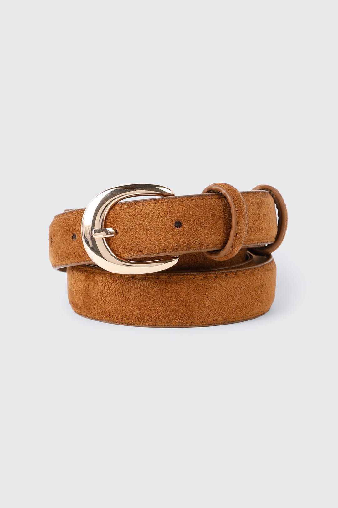 Rounded Buckle Faux Leather Belt