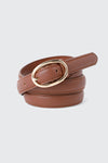 Ceinture mince en faux cuir à boucle ovale