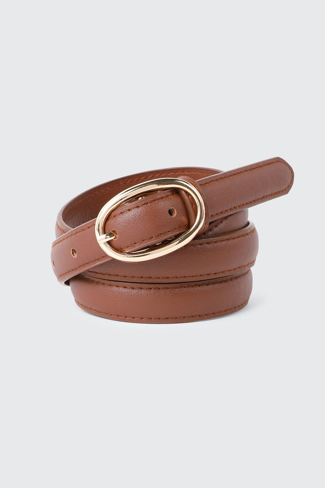 Ceinture mince en faux cuir à boucle ovale