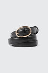 Ceinture mince en faux cuir à boucle ovale